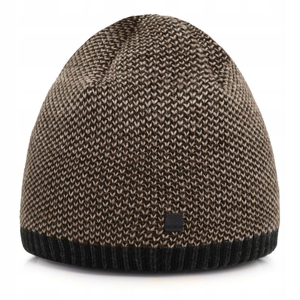 Ciepła, Dwuwarstwowa Czapka Beanie - Pako Jeans - Beżowy Melanż