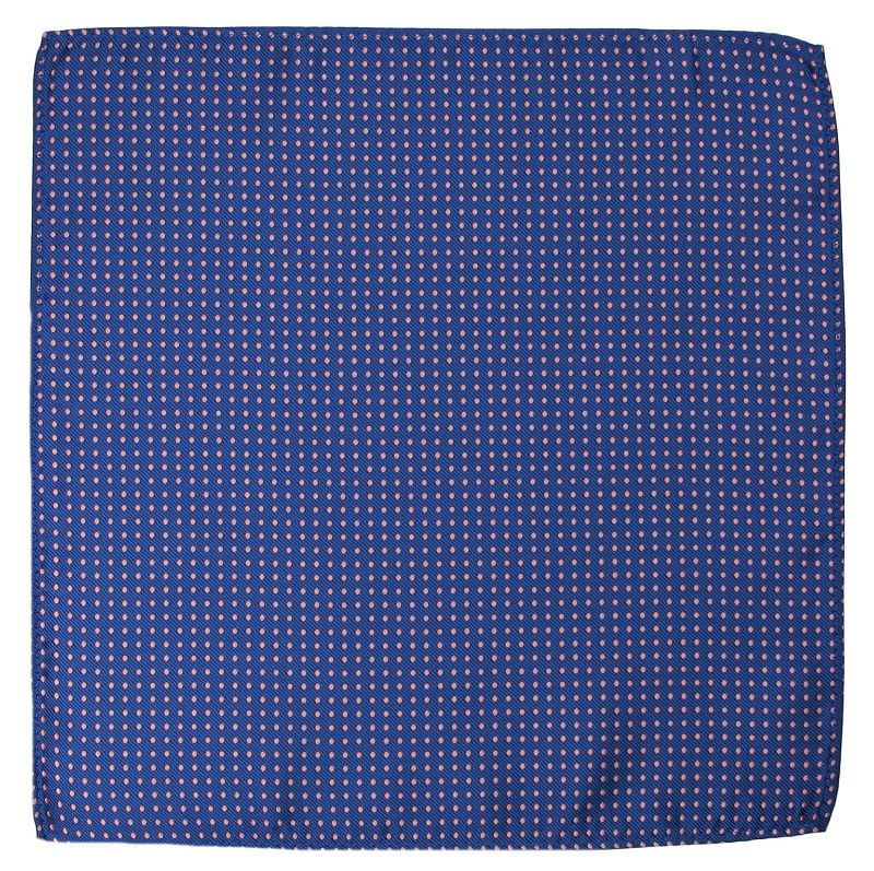 Elegancka, Męska Poszetka - ALTIES - Niebieska w Drobny Groszek