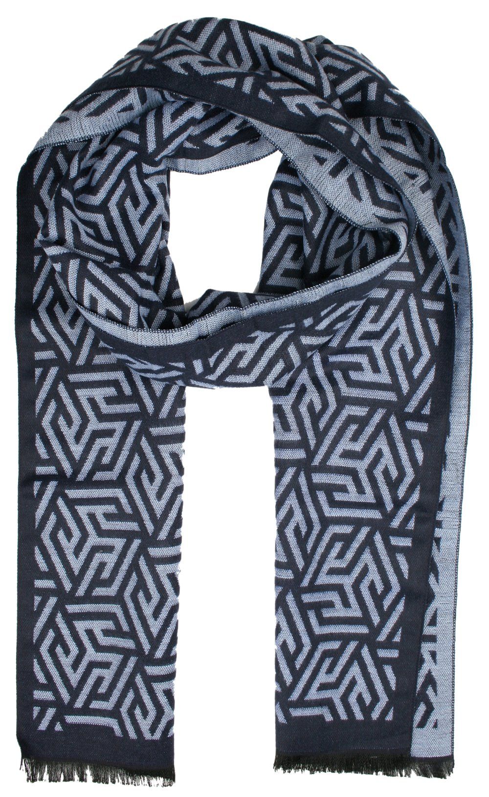 Męski Szalik Alties - Granat i Niebieski, Duży Wzór