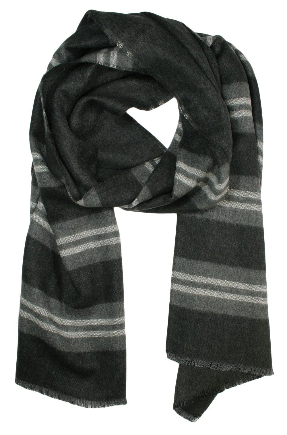 Szalik Miękki Popielato-Szary w Paski, Męski V.Fraas -Cashmink