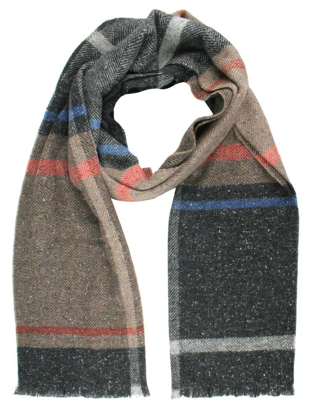Wełniany Szalik Męski z Jedwabiem - V. Fraas - Jesienna Kolorystyka