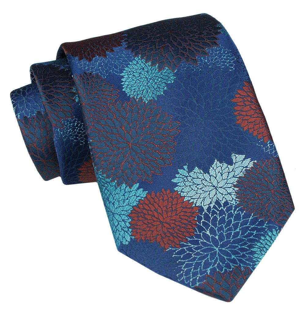 Klasyczny Krawat Męski - ALTIES - Kolorowy w Kwiaty