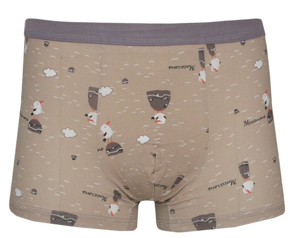 Bokserki Obcisłe, Brązowe w Mewy, Bawełniane, Majtki z Elastanem -ALTIES