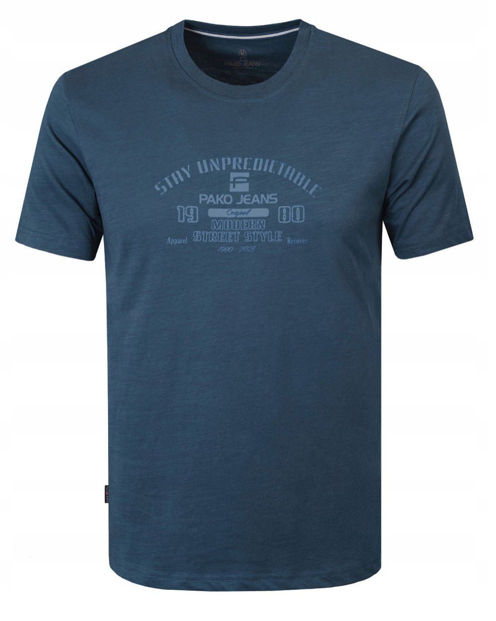 T-Shirt (Koszulka) Męska - Pako Jeans - Ciemnoniebieska z Nadrukiem