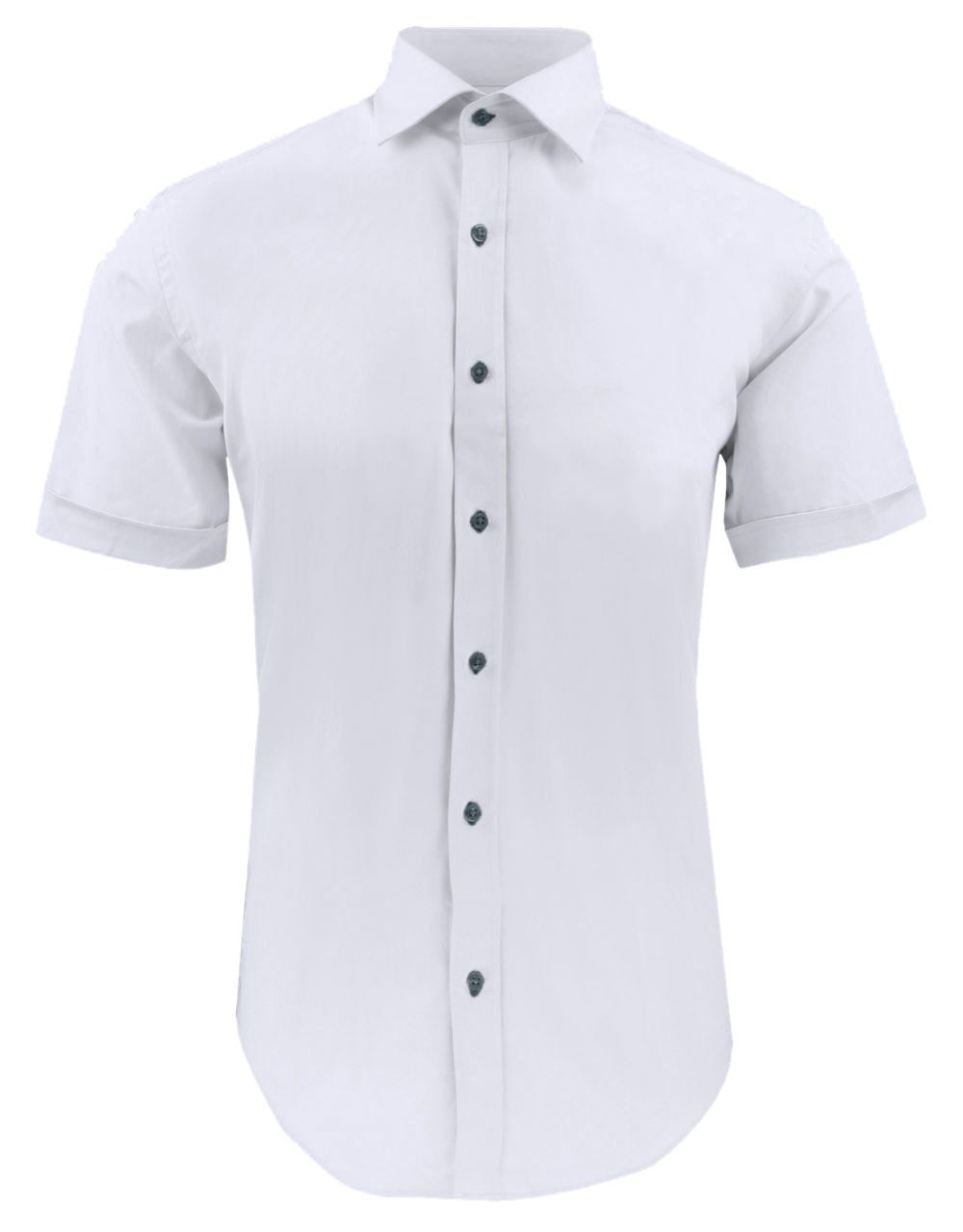 Taliowana Koszula Elegancka, Krótki Rękaw - Quickside - Biała