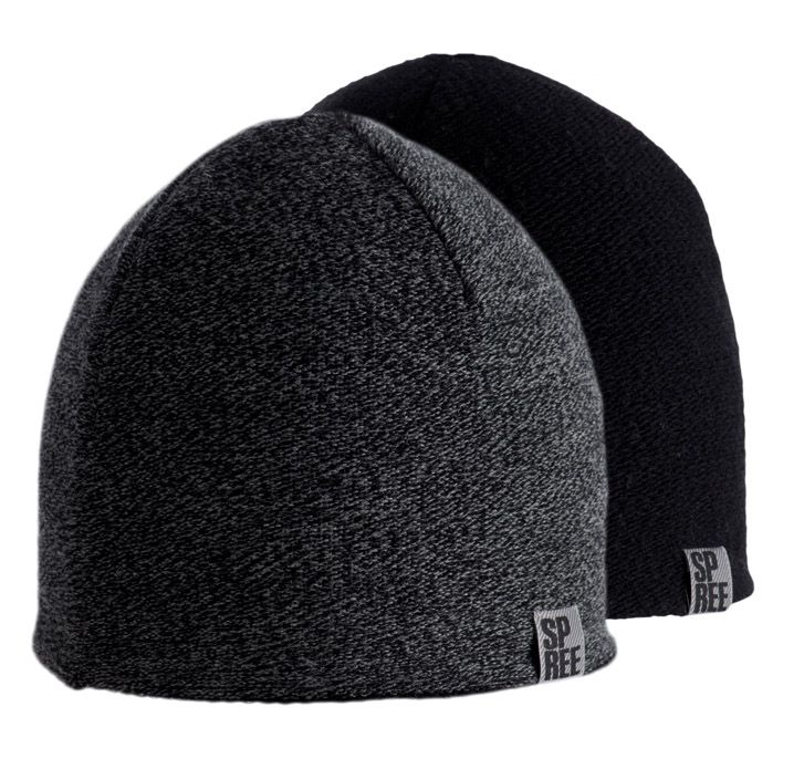 Dwustronna Męska Czapka, Zimowa Czarny/Melanż, Grafitowy - SPREE