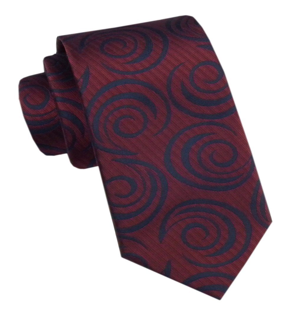 Elegancki Męski Krawat - Alties - Ciemna Czerwień, Duży Wzór