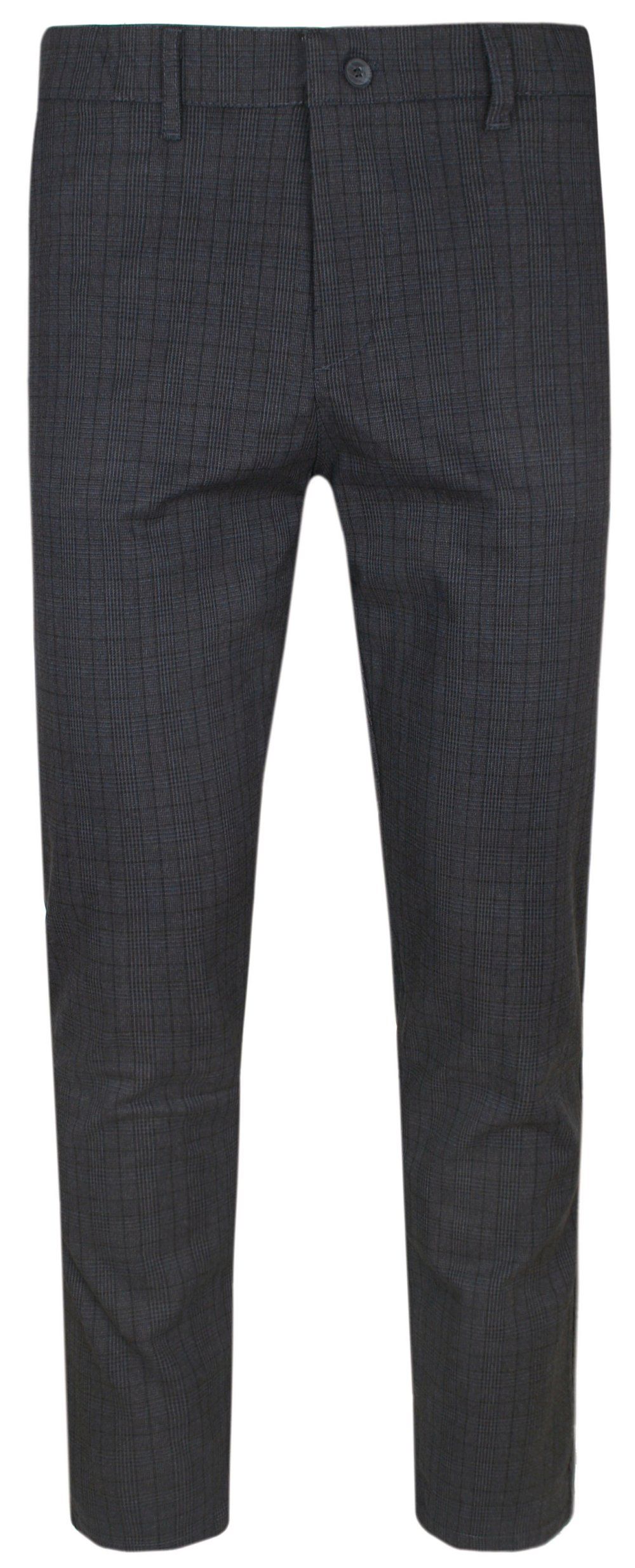 Spodnie Męskie Chinos z Elastanem, Zwężana Nogawka -QUICKSIDE - Brąz w Kratkę