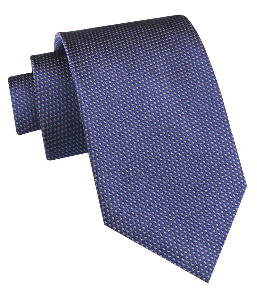 Jedwabny Krawat Męski - His Story - Niebieski w Mikrogroszki