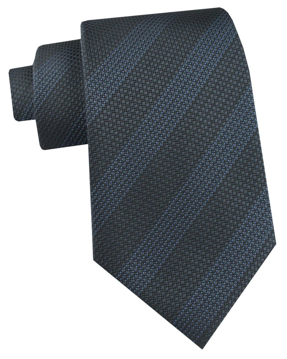 Krawat Męski - Angelo di Monti - Grafit i Granat, Paski