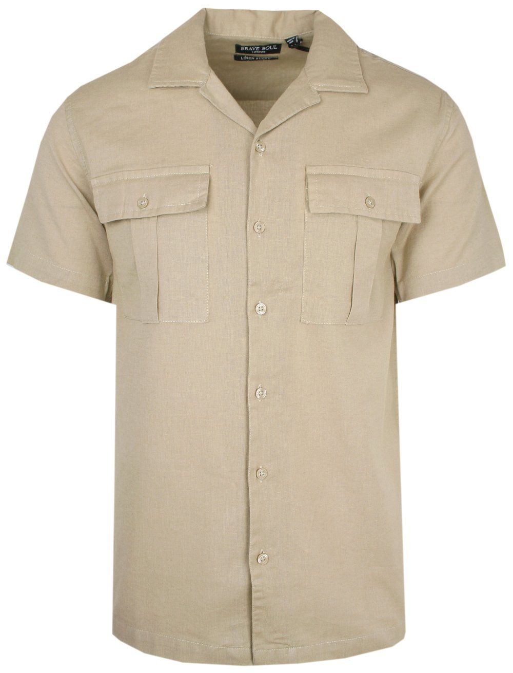 Bawełniano-Lniana Koszula Brave Soul - Piaskowa