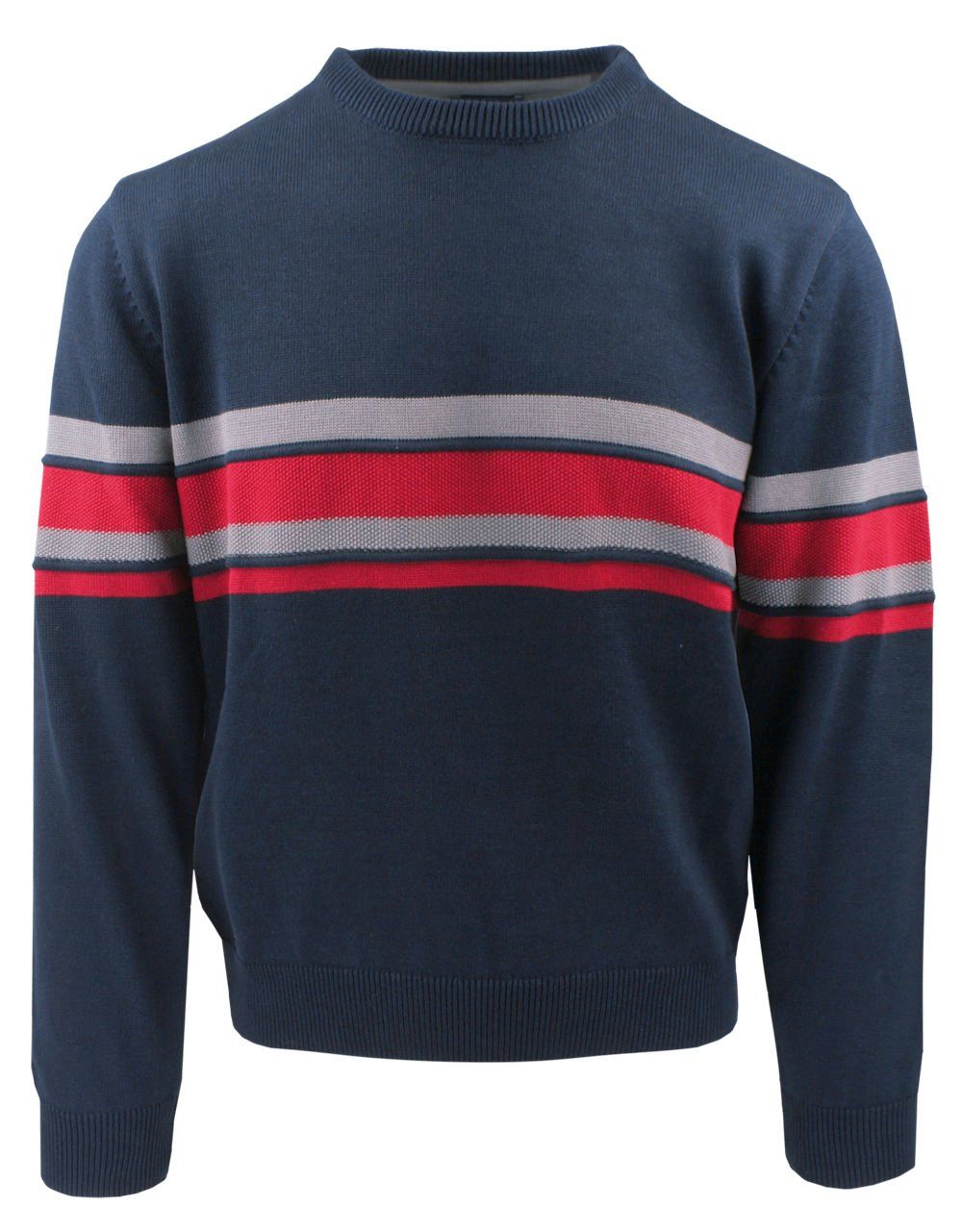 Sweter dla Mężczyzny - Lasota - Granat w Kolorowe Pasy