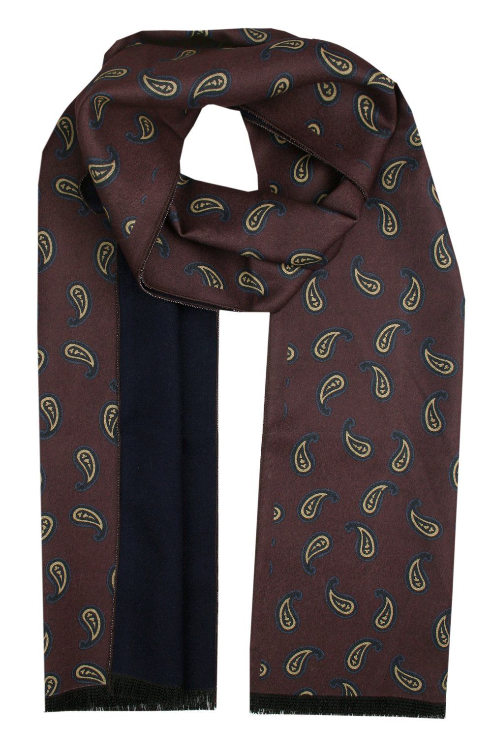 Elegancki Szalik Bawełniany - Alties - Paisley na Brązowym Tle