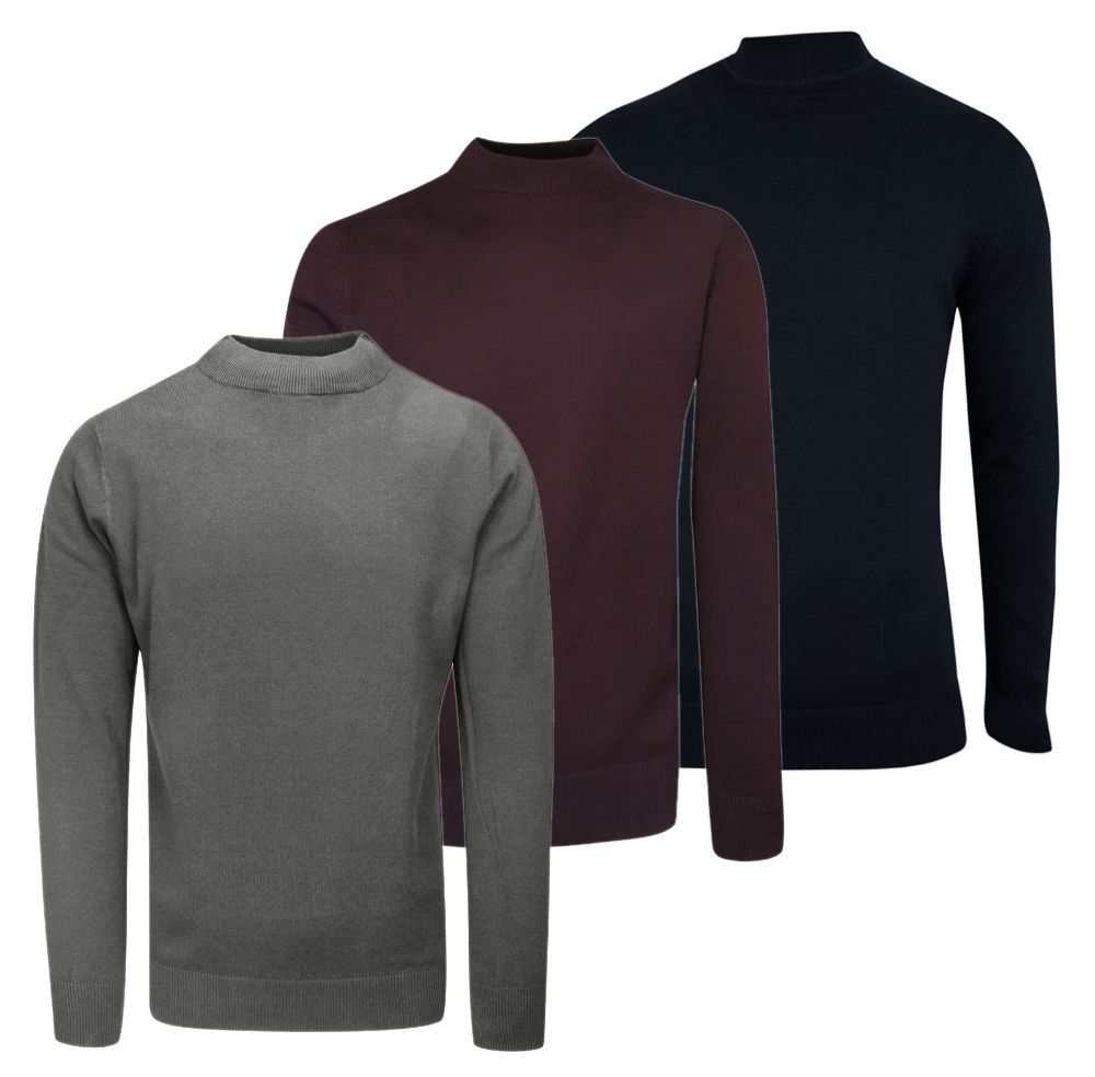 Zestaw 3 Półgolfów - Brave Soul - Granat, Bordo, Popiel