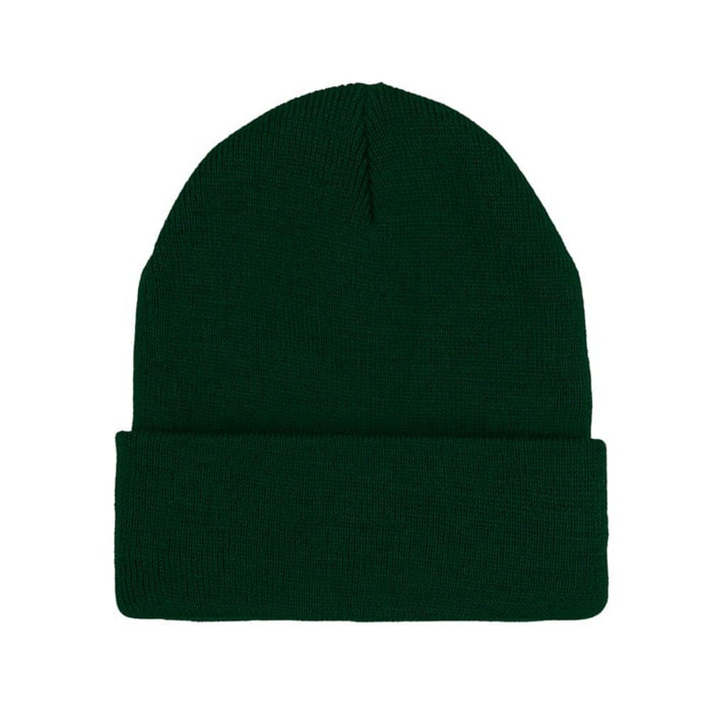 Jednokolorowa Czapka Zimowa Typu Beanie – Zimowa - Zieleń Butelkowa
