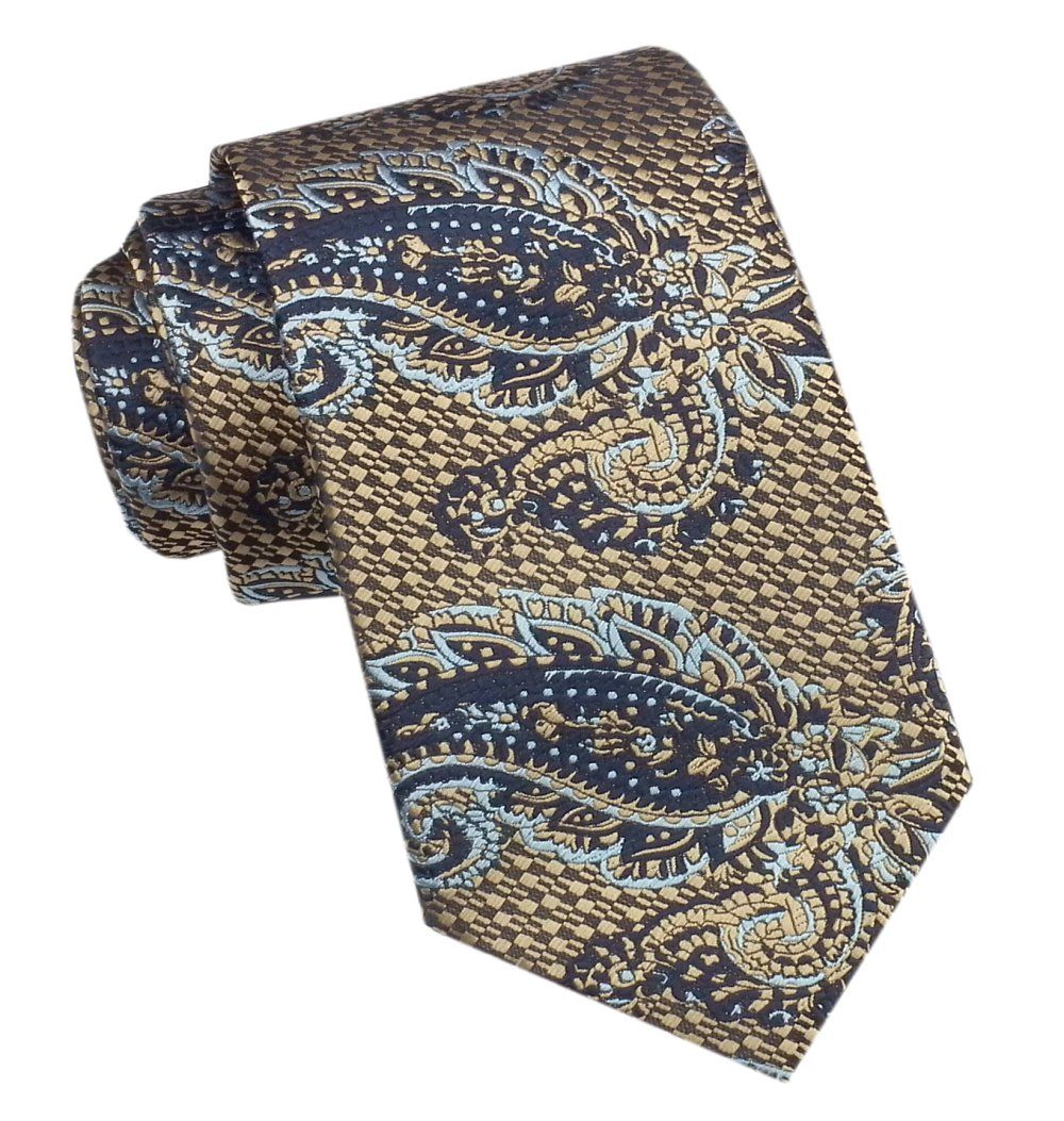 Elegancki Męski Krawat - Alties - Złoty w Duży Wzór