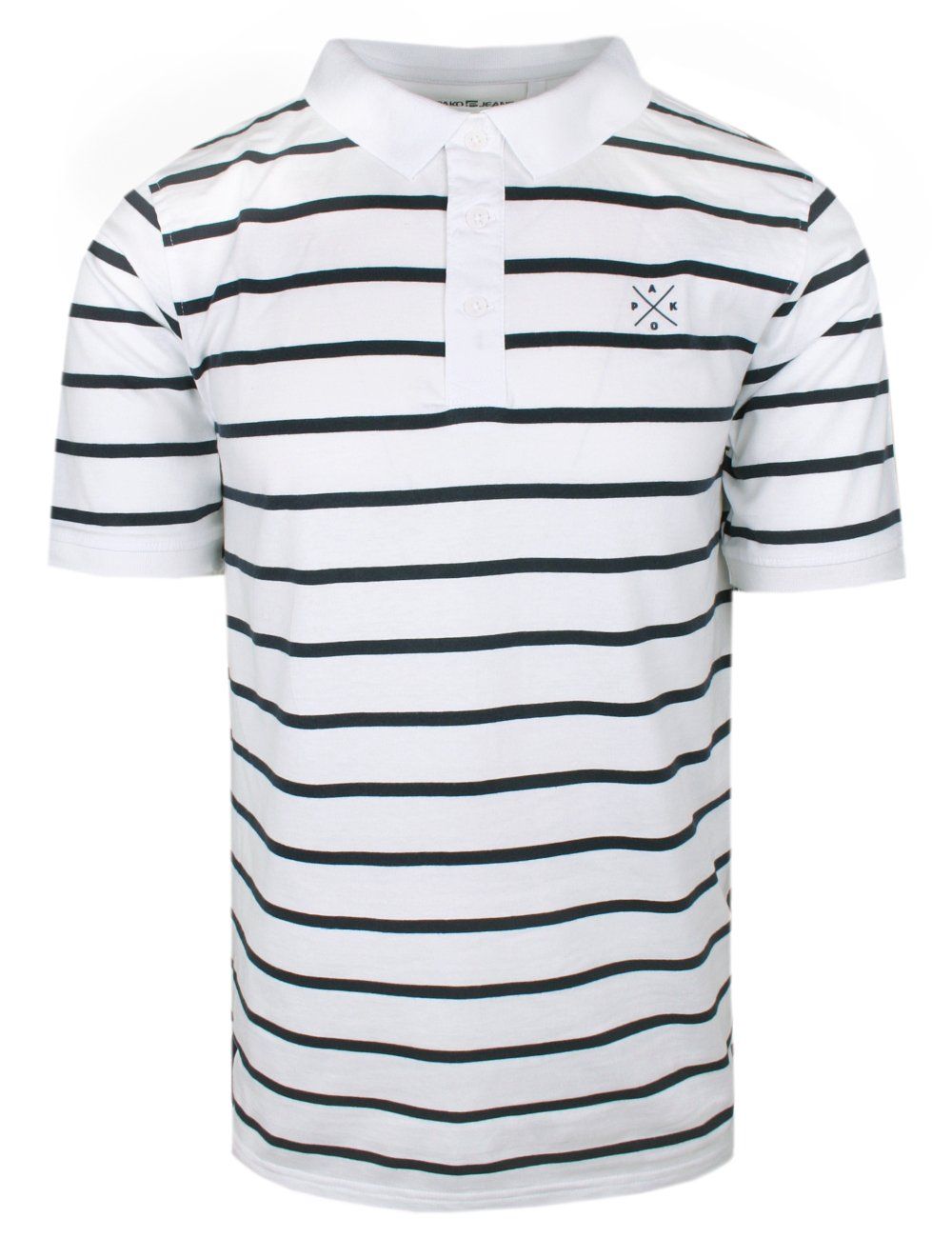 Koszulka Polo, Męska - Pako Jeans - Biała w Prążek