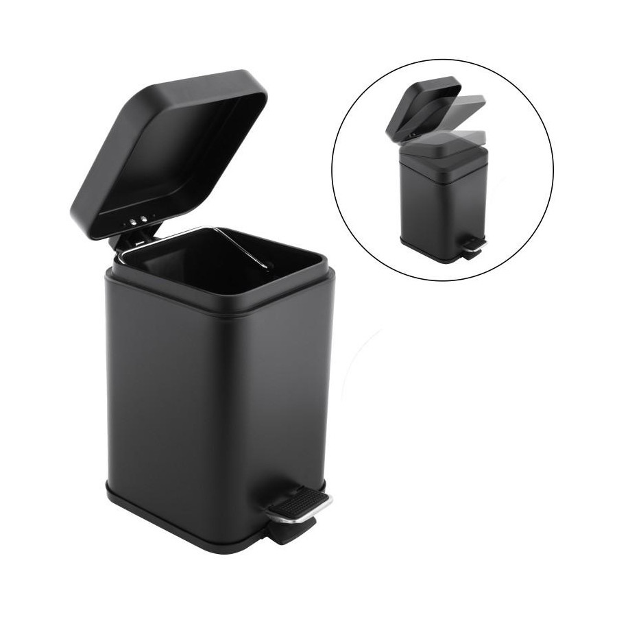 Kosz na śmieci do łazienki 3l czarny kwadrat segregacja soft close - yoka