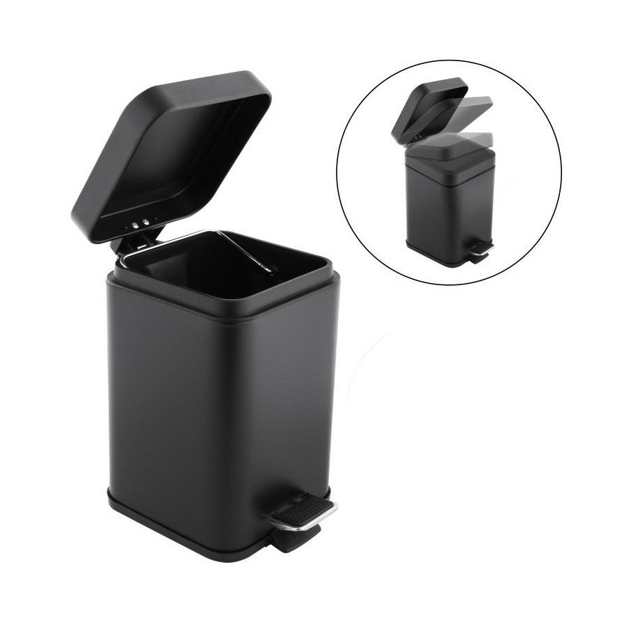 Kosz na śmieci do łazienki 3l czarny kwadrat segregacja soft close - yoka