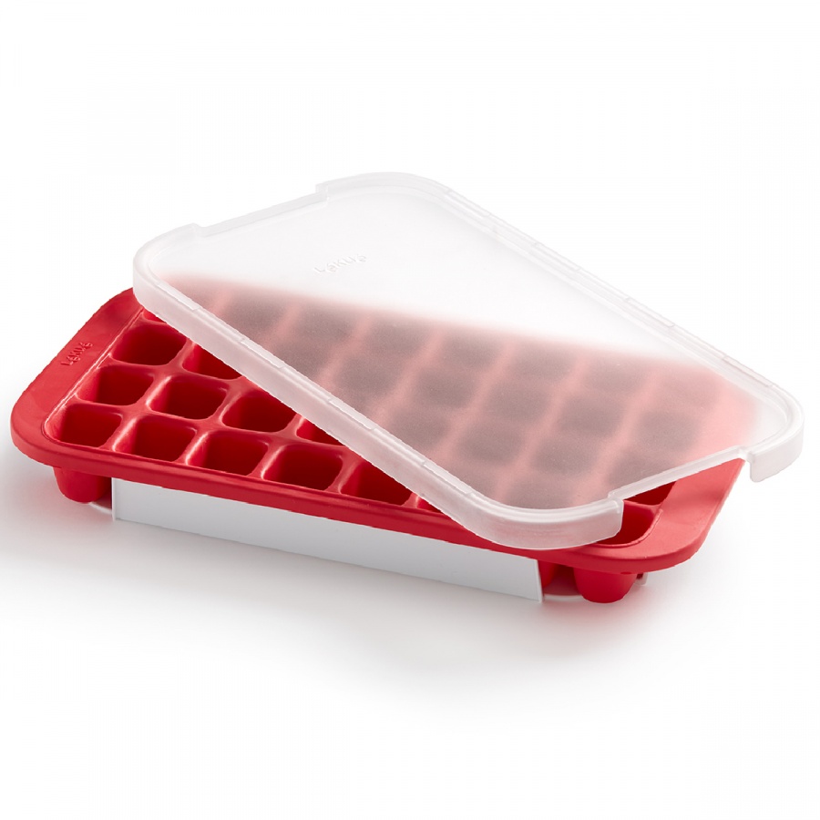 Forma do kostek lodu z tacką Lekue czerwona