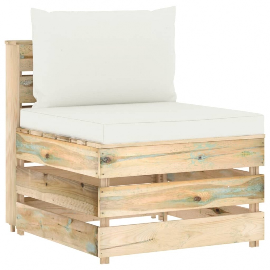 Moduł sofy środkowej z poduszkami, impregnowane drewno