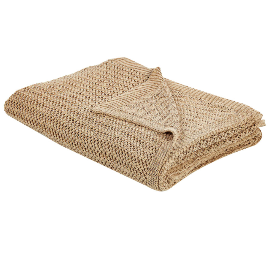 Narzuta na łóżko ilen bawełna 150 x 200 cm jasnobrązowy