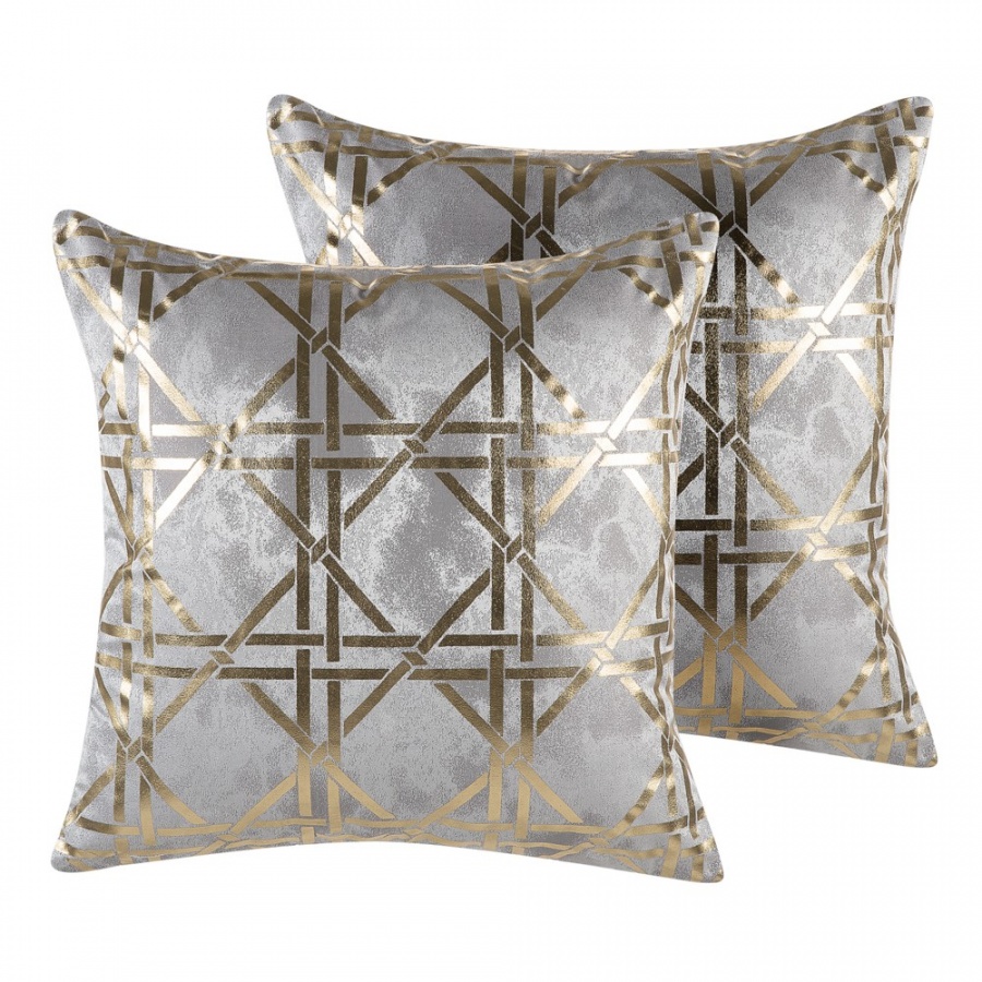 Zestaw 2 poduszek dekoracyjnych geometryczny wzór 45 x 45 cm szary CASSIA