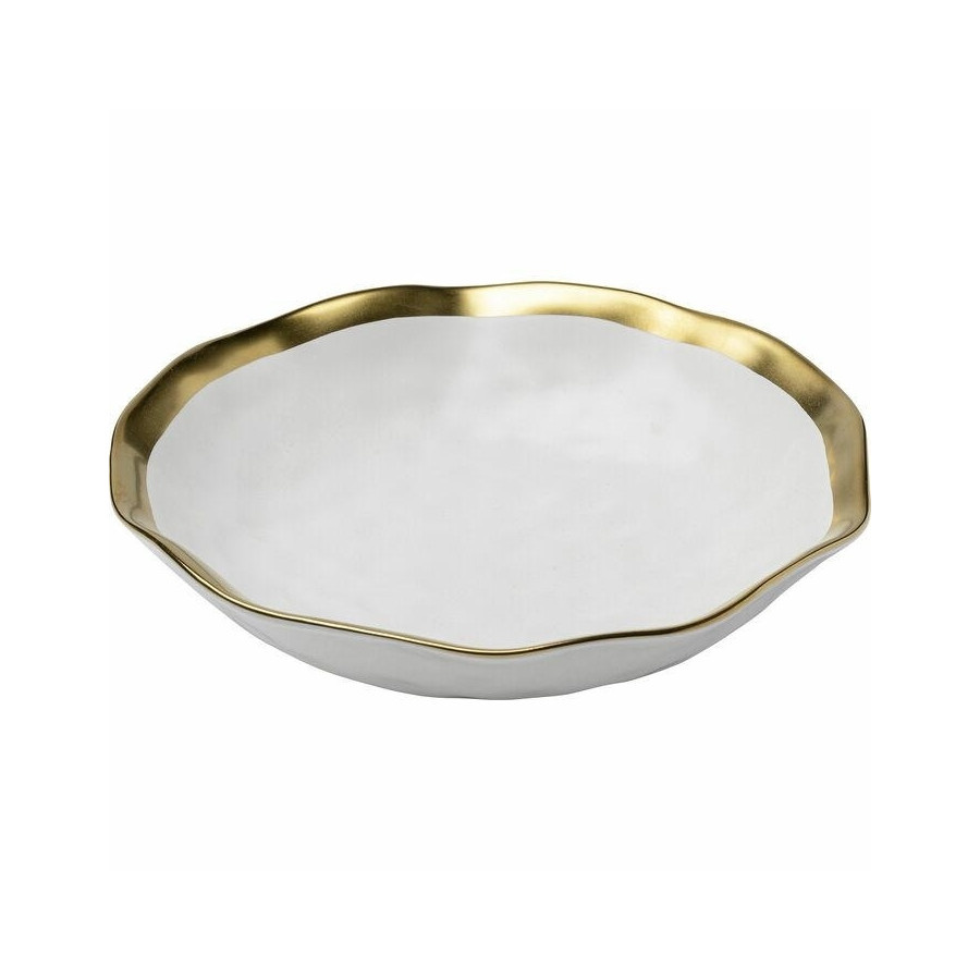 Kare talerz głęboki bell 20 cm biało-złoty