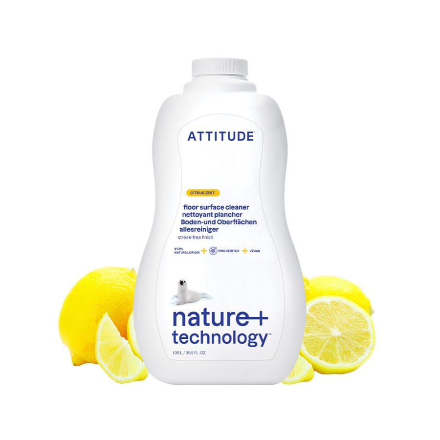 Attitude NATURE+, Płyn do mycia drewnianych podłóg oraz płytek o zapachu skórki cytrusowej, 1050 ml