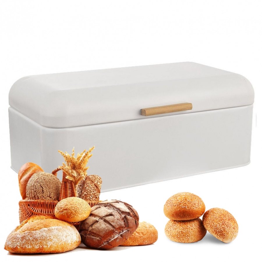 Chlebak metalowy puszka pojemnik kuchenny na chleb pieczywo biały whiteline 42x24x16,5 cm