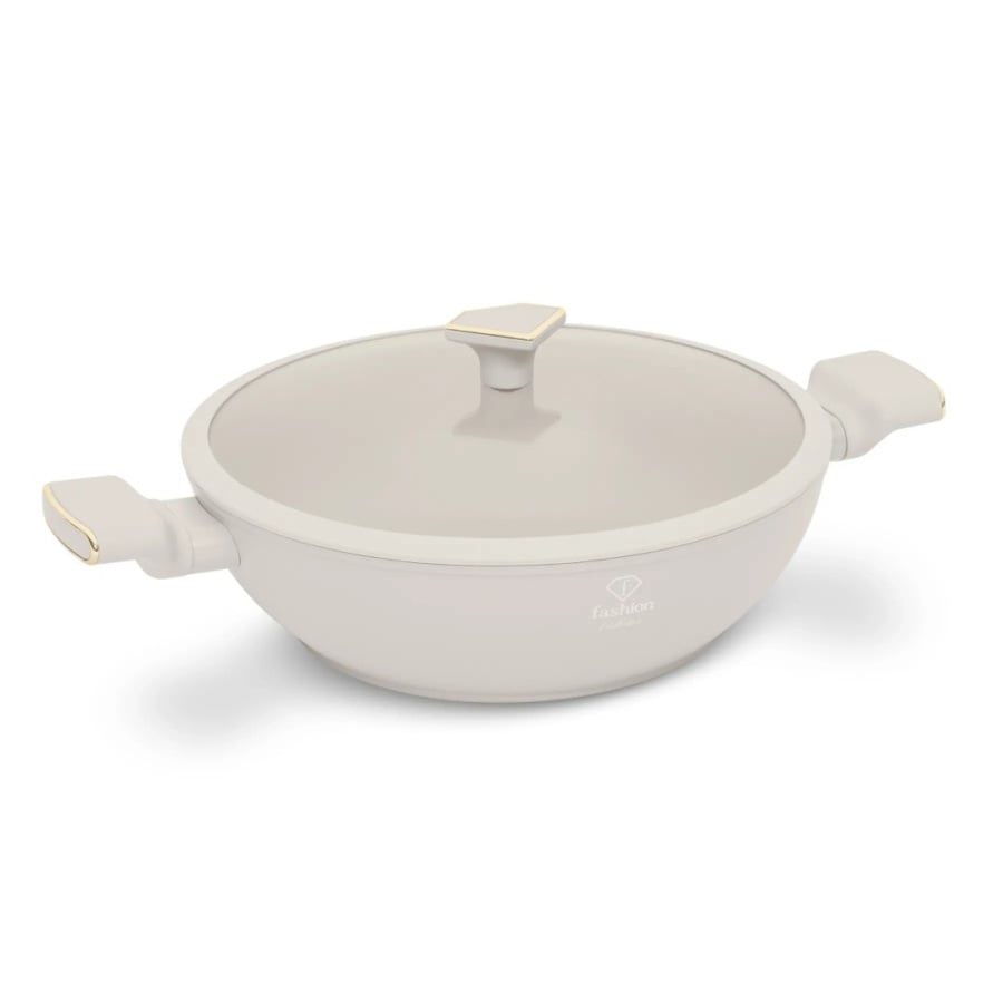 Wok z pokrywką 30 cm FashionTV FTV-0063 Matte Cream Gold Collection