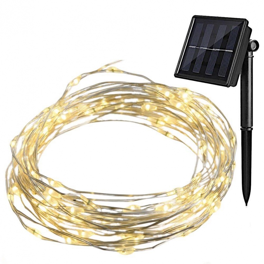 Lampki solarne ogrodowe do ogrodu 100x LED lampka ekologiczna 7m