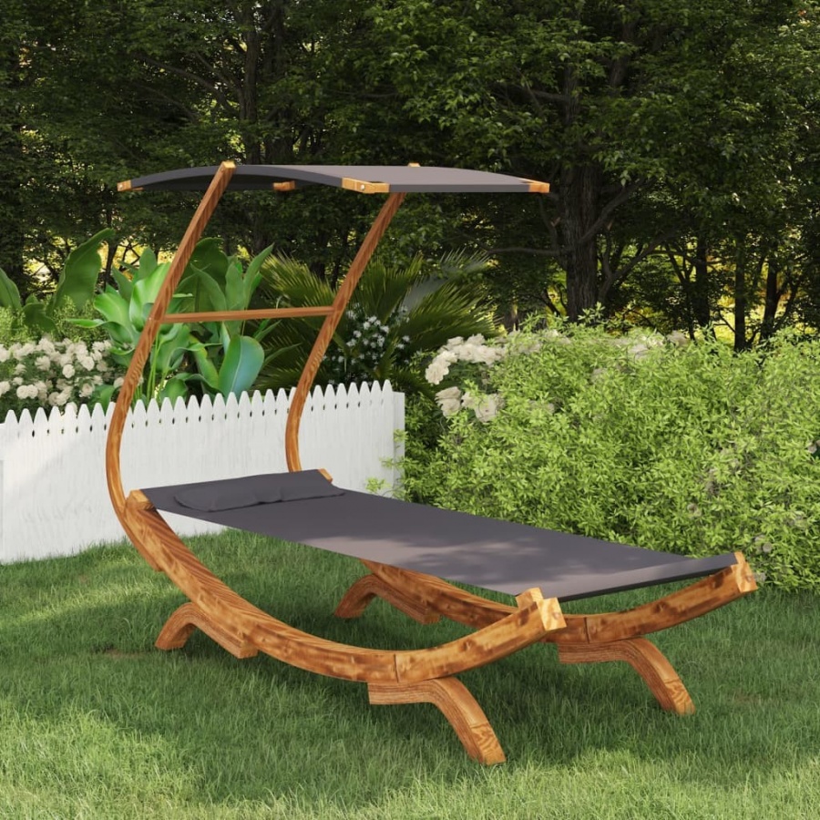 Hamak z zadaszeniem, 100x198x150 cm, lite drewno świerkowe