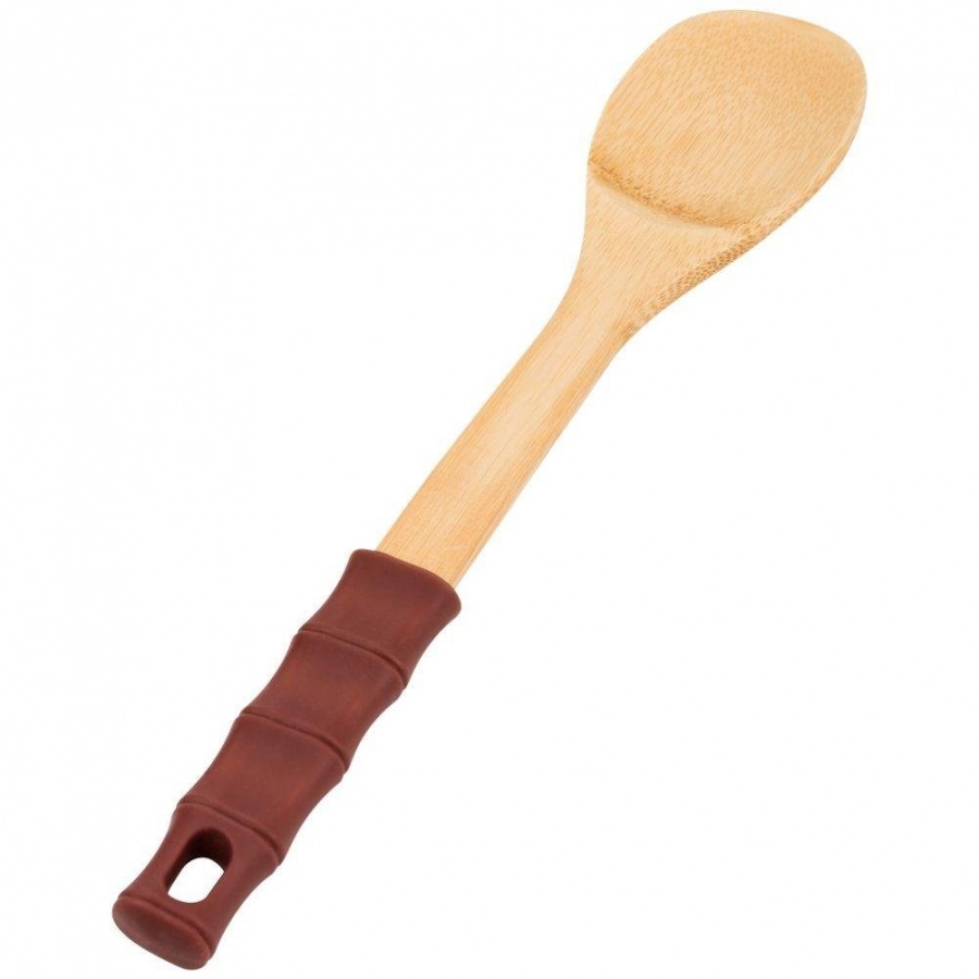 Łyżka kuchenna, drewniana, bambusowa, z silikonowym uchwytem