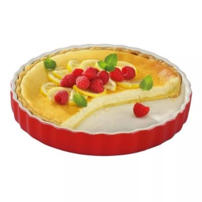 ceramiczna forma na tartę, śred. 28 cm, czerwona