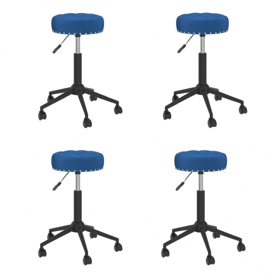 Obrotowe krzesła stołowe, 4 szt., niebieskie, obite aksamitem