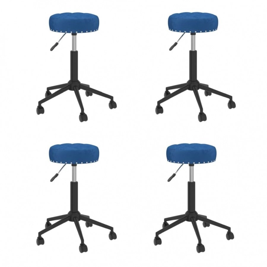 Obrotowe krzesła stołowe, 4 szt., niebieskie, obite aksamitem