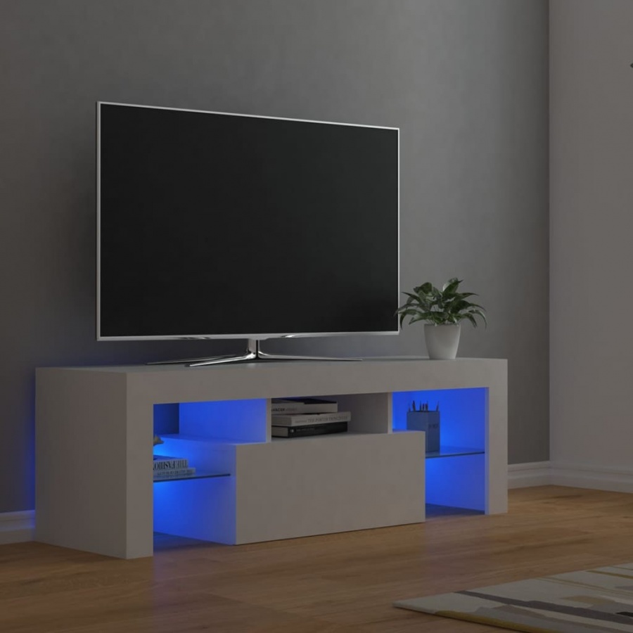 Szafka pod tv z oświetleniem led, biała, 120x35x40 cm