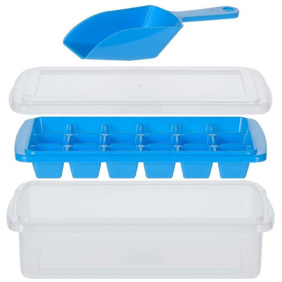 Forma na lód, kostki lodu, do kostek, z pojemnikiem i łopatką