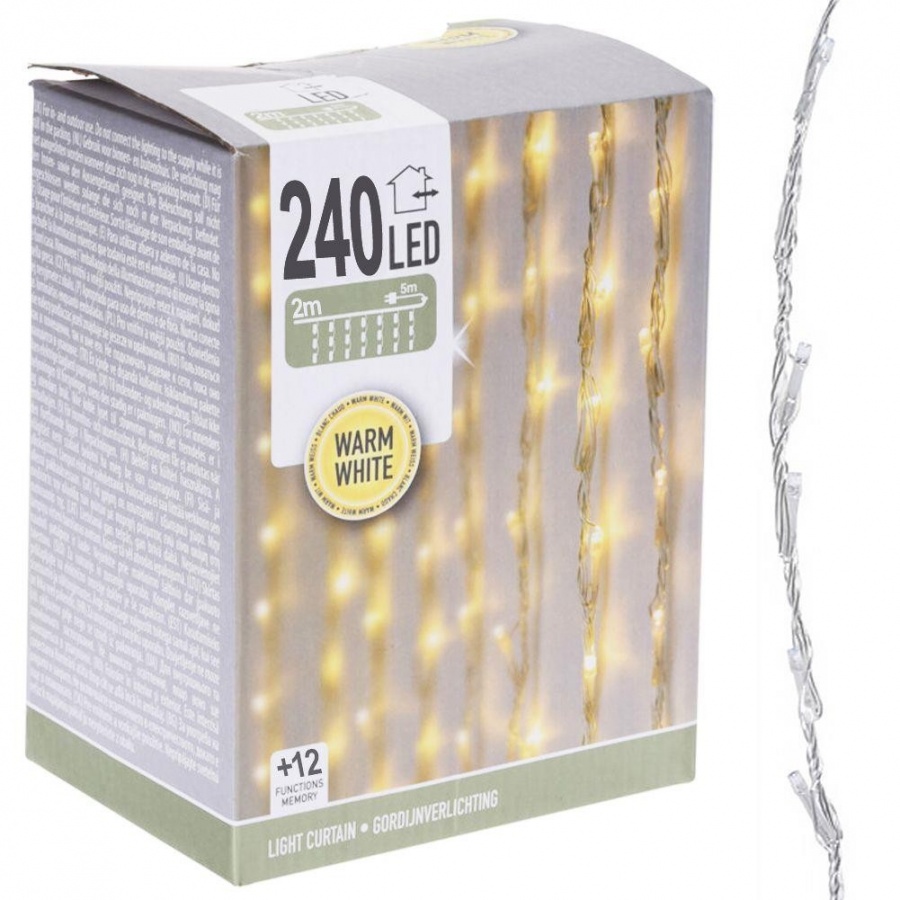 Kurtyna świetlna girlanda zewnętrzna lampki oświetlenie na balkon taras dom 240 led 2 m