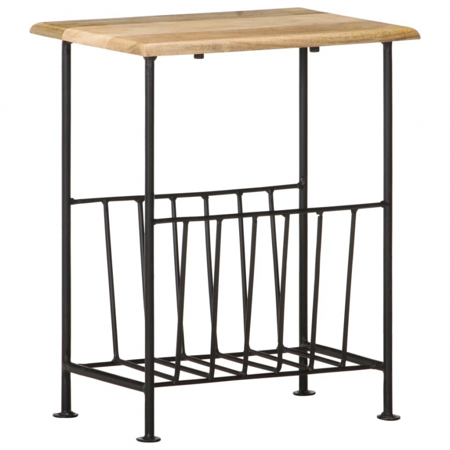 Stojak na gazety, 40x30x50 cm, lite drewno mango i stal