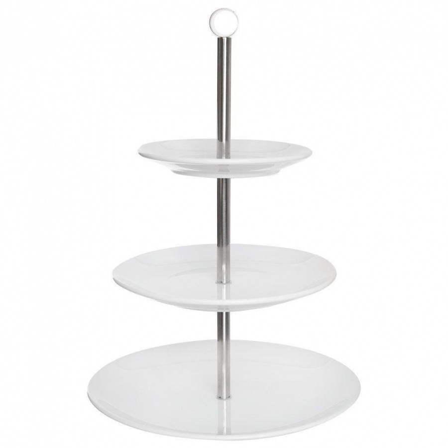 Patera porcelanowa, 3-piętrowa, poziomowa, porcelanowa, na ciastka, ciasto, owoce, desery