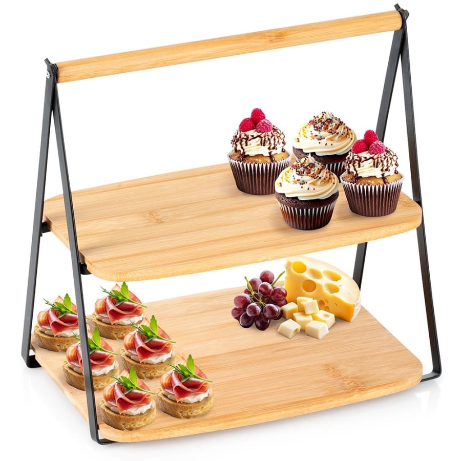 Patera bambusowa 2-piętrowa 28x20x27,5 cm