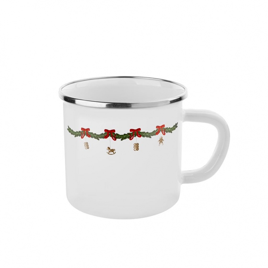 KUBEK EMALIOWANY PROSTY SANTA LOVE 10CM 700ML