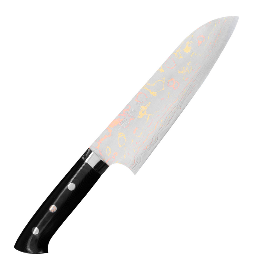 Takeshi saji blue steel nóż santoku ręcznie kuty 18 cm