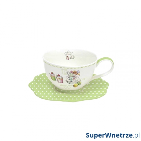 Filiżanka z talerzykiem Nuova R2S Patisserie zielona