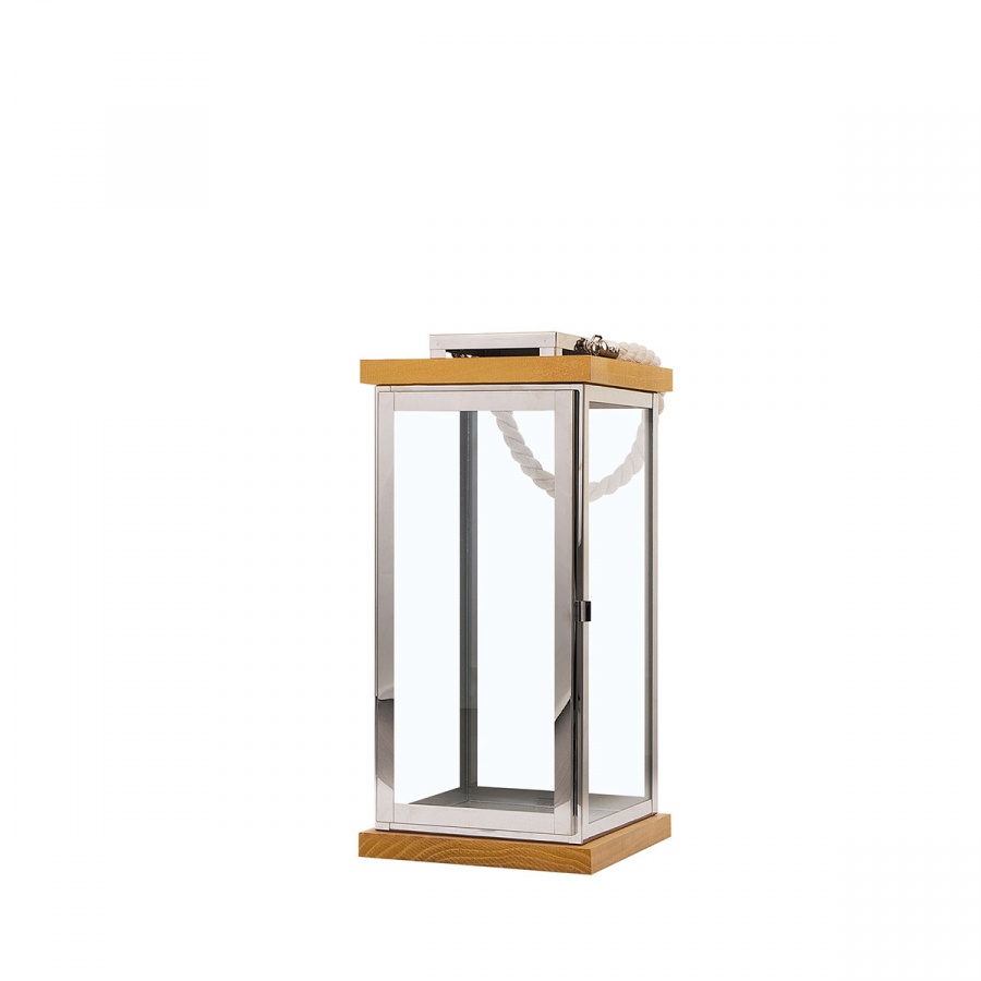 Lampion srebrny/jasne drewno BORNEO