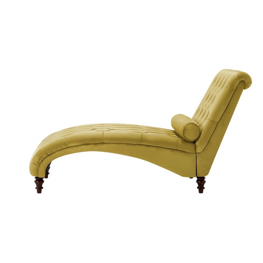 Szezlong welurowy musztardowy MURET