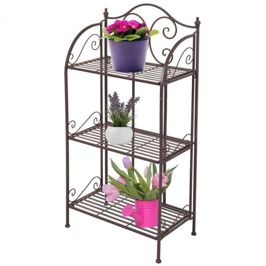 Kwietnik, regał metalowy na kwiaty, rośliny, zioła, 3-poziomowy, 96x48x27 cm