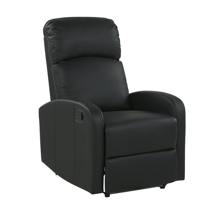 Fotel rozkładany ekoskóra LED z ładowarką czarny VIRRAT